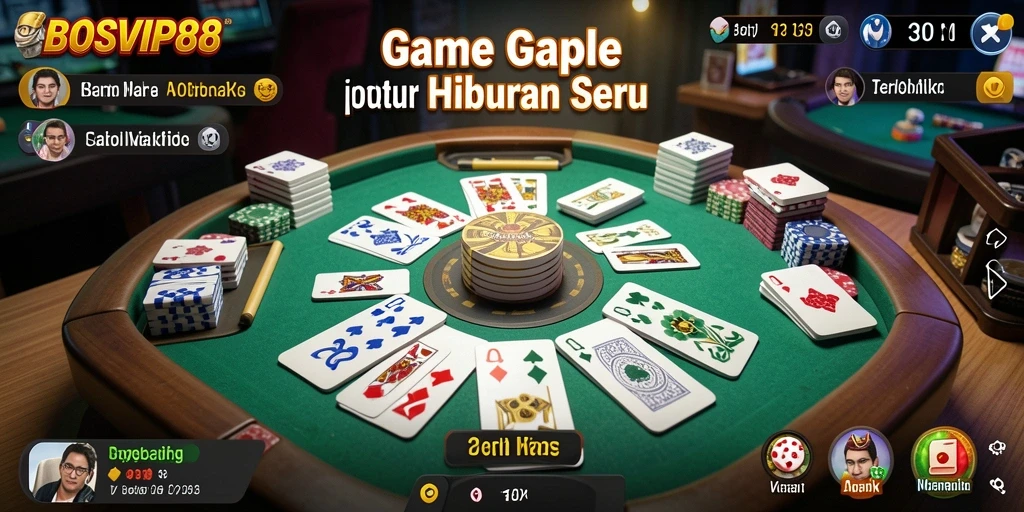 Tampilan gameplay seru dalam aplikasi Gaple BOSVIP88 yang memukau.