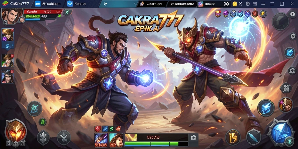 Tampilan gameplay seru dalam pertarungan MOBA yang intens.