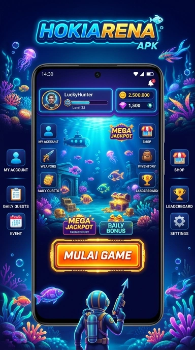 Tangkapan layar aplikasi hokiarena dengan tampilan yang menarik dan fungsional.